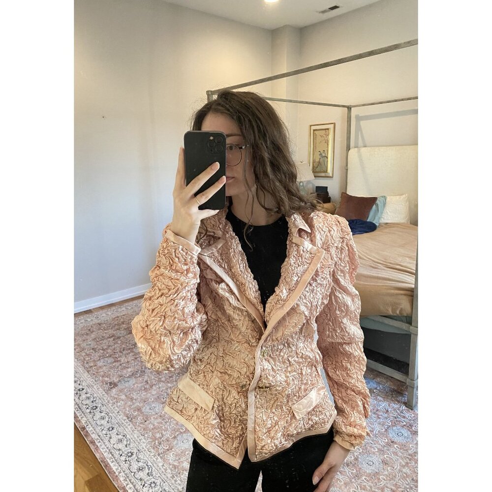 Via Condotti Vintage Light Pink Jacket Size 8 Jewel Button Detail